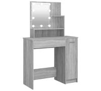 vidaXL Tocador con LED Maquillaje Muebles Almacenaje Baño Cuarto Adorno Vestidor Luz Iluminación Decoración Entrada Aseo Gris Sonoma