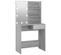 vidaXL Tocador con LED Mesa de Maquillaje Muebles con Espejo Cosmética Dormitorio Vestidor Belleza Iluminación Almacenaje Gris Sonoma 74,5x40x141 cm