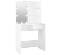 vidaXL Tocador con LED Mesa de Maquillaje Muebles con Espejo Cosmética Dormitorio Vestidor Belleza Iluminación Almacenaje Blanco 74,5x40x141 cm