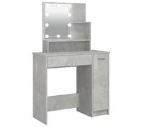 vidaXL Tocador con LED Mesa de Maquillaje Muebles con Espejo Cosmética Dormitorio Vestidor Iluminación Almacenaje Color Gris Hormigón 86,5x35x136 cm