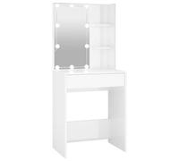 vidaXL Tocador con LED Mesa de Maquillaje Muebles con Espejo Cosmética Dormitorio Vestidor Iluminación Almacenaje Blanco Brillante 60x40x140 cm