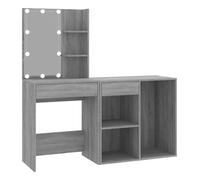 Vidaxl tocador con led y armario madera contrachapada gris sonoma