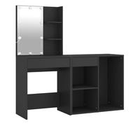 Vidaxl tocador con led y armario madera contrachapada negro