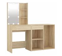 Vidaxl tocador con led y armario madera contrachapada roble sonoma