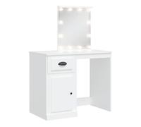 vidaXL Tocador, Mesa con Luces LED Espejo Cajón Compartimento, Tocador de Maquillaje, Mueble de Almacenaje para Vestidor Dormitorio, Blanco