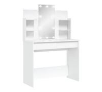 vidaXL Tocador, Mesa con Luces LED Espejo Cajones Estantes, Tocador de Maquillaje, Mueble de Almacenaje para Vestidor Dormitorio, Blanco