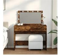 vidaxl Tocador con luces LED color roble ahumado 100x40x120 cm