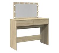 vidaXL Tocador con Luces LED Color Roble Sonoma 100x40x120 cm, tocador de Maquillaje, tocador con Espejo, tocador con almacenaje