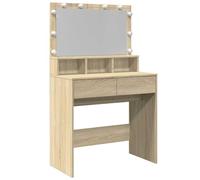 vidaXL Tocador con Luces LED Color Roble Sonoma 80x41x134,5 cm, tocador de Maquillaje, tocador con Espejo, tocador con almacenaje