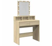 vidaXL Tocador con Luces LED Color Roble Sonoma 80x41x144,5 cm, tocador de Maquillaje, tocador con Espejo, tocador con almacenaje