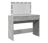 vidaXL Tocador con Luces LED Gris hormigón 100x40x120 cm, tocador de Maquillaje, tocador con Espejo, tocador con almacenaje, tocador de Dormitorio