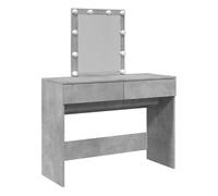 vidaXL Tocador con Luces LED Gris hormigón 100x40x130 cm, tocador de Maquillaje, tocador con Espejo, tocador con almacenaje, tocador de Dormitorio