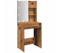 vidaXL Tocador con Luces LED Madera Envejecida 60x40x140 cm, Mesa tocador, tocador de Maquillaje, Muebles de vestidor, Mesa de Maquillaje