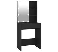 vidaXL Tocador con Luces LED Negro 60x40x140 cm, Mesa tocador, tocador de Maquillaje, Muebles de vestidor, Mesa de Maquillaje, Muebles de Dormitorio
