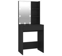 vidaXL Tocador con Luces LED Negro 60x40x140 cm, Mesa tocador, tocador de Maquillaje, Muebles de vestidor, Mesa de Maquillaje, Muebles de Dormitorio