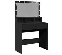 vidaXL Tocador con Luces LED Negro 80x41x134,5 cm, tocador de Maquillaje, tocador con Espejo, tocador con almacenaje, tocador de Dormitorio