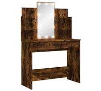 vidaXL Tocador con Luces LED Roble Ahumado 96x40x142 cm