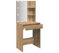 vidaXL Tocador con Luces LED Roble Artisan 60x40x140 cm, Mesa tocador, tocador de Maquillaje, Muebles de vestidor, Mesa de Maquillaje