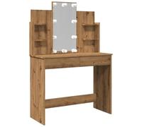 vidaXL Tocador con Luces LED Roble Artisan 96x40x142 cm, Mesa tocador, tocador de Maquillaje, Muebles de vestidor, Mesa de Maquillaje