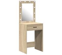 vidaXL Tocador con Luces LED Roble Sonoma 50 x 41 x 135 cm Un Cajón Diseño Moderno Iluminación Integrada Superficie Suave para Maquillaje Y Aseo. Almacenamiento en Dormitorio Espejo