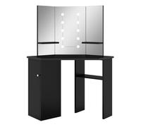 Vidaxl tocador de esquina con led negro 111x54x141,5 cm