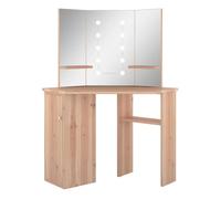 Vidaxl tocador de esquina con led roble 111x54x141,5 cm