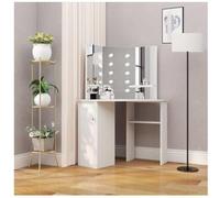 vidaxl Tocador de esquina mesa de maquillaje con luz LED blanca