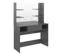 Vidaxl tocador de maquillaje luces led mdf gris brillo 100x40x135 cm