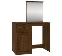 vidaXL Tocador Espejo Madera contrachapada Roble marrón 90x50x132,5 cm