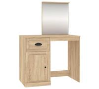 vidaXL Tocador Espejo Madera contrachapada Roble Sonoma 90x50x132,5cm