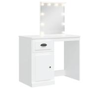 vidaXL Tocador, Mesa con Luces LED Espejo Cajón Compartimento, Tocador de Maquillaje, Mueble de Almacenaje para Vestidor Dormitorio, Blanco