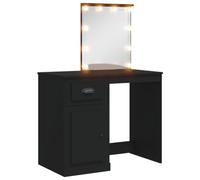 vidaXL Tocador, Mesa con Luces LED Espejo Cajón Compartimento, Tocador de Maquillaje, Mueble de Almacenaje para Vestidor Dormitorio, Negro