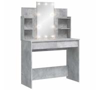 vidaXL Tocador, Mesa con Luces LED Espejo Cajones Estantes, Tocador de Maquillaje, Mueble de Almacenaje para Vestidor Dormitorio, Gris Hormigón