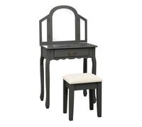 Vidaxl tocador y taburete madera de paulownia gris 65x36x128 cm