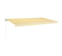 vidaXL Toldo Automático con LED y Sensor de Viento, Sombrilla Retráctil, Toldo Resistente al Agua, Toldo para Balcón Jardín Terraza, Amarillo Blanco