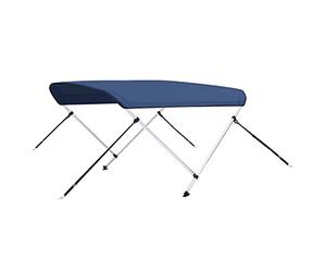 vidaXL Toldo Bimini de 2 Arcos para Barco Embarcación de Recreo Antimoho Correas de Nailon Ajustables Estable Parasol Azul Marino 180x130x110 cm