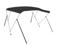 vidaXL Toldo Bimini de 3 Arcos, Capota Impermeable para Barco con Paredes Laterales, Cubierta para Barca, Protección contra Granizo Lluvia UV, Negro