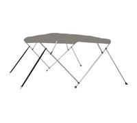 vidaXL Toldo Bimini de 4 Arcos, Capota Impermeable para Barco con Paredes Laterales, Cubierta para Barca, Protección contra Granizo Lluvia UV, Gris