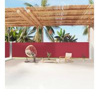 vidaXL Toldo Lateral Retráctil Jardín Separador Terraza Balcón Pantalla Solar Viento Enrollable Función Retroceso Automático Rojo 160x1200 cm