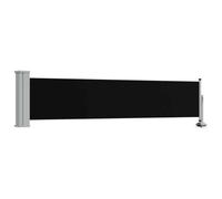 vidaXL Toldo Lateral Retráctil para Patio Pantalla de Terraza Mampara Parasol de Exterior Jardín Tela de Lona PU Negro con Soporte de Hierro 60x300 cm
