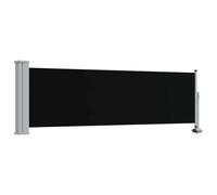 vidaXL Toldo Lateral Retráctil para Patio Pantalla de Terraza Mampara Parasol de Exterior Jardín Tela de Lona PU Negro con Soporte de Hierro 80x300 cm