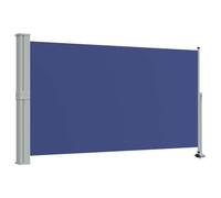 vidaXL Toldo Lateral Retráctil para Patio Pantalla de Terraza Mampara Parasol de Exterior Jardín Tela de Lona PU Azul con Soporte de Hierro 140x300 cm