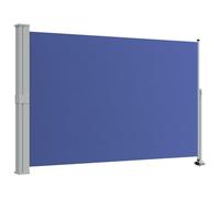 vidaXL Toldo Lateral Retráctil para Patio Pantalla de Terraza Mampara Parasol de Exterior Jardín Tela de Lona PU Azul con Soporte de Hierro 160x300 cm