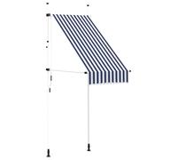 vidaXL Toldo de Funcionamiento con Manivela Manual Retráctil de Patio Lona Parasol Porche Jardín Sombra Exterior Terraza 100 cm Azul y Blanco a Rayas