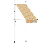 vidaXL Toldo Manual Retráctil a Rayas Sombrilla Protección Solar Pabellón Cubre Impermeable Tienda Aire Libre Camping Quiosco Balcón Amarillo y Azul