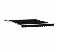 vidaXL Toldo Manual retráctil con LED Negro de 350 x 250 cm. Sombra Moderna para Exterior, Resistente a la Intemperie y Protegido de los Rayos UV. Soluciones para la protección del jardín.