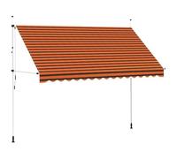vidaXL Toldo Manual Retráctil de Brazo Plegable Exteriores Dar Sombra a Jardín Balcones Terrazas Extensible Ajustable 350cm Naranja y Marrón