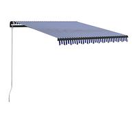 vidaXL Toldo Manual Retráctil Parasol Plegable Patio Protector del Sol Carpa Sombra Paraguas Ventanas Balcón Exterior Azul y Blanco 300x250 cm