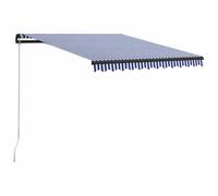 vidaXL Toldo Manual Retráctil Parasol Plegable Patio Protector del Sol Carpa Sombra Paraguas Ventanas Balcón Exterior Azul y Blanco 350x250 cm