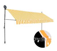vidaXL Toldo Manual Retráctil, Sombrilla con LED, Pabellón de Protección para Ventana, Toldo para Jardín Terraza Balcón, Blanco Naranja 350 cm